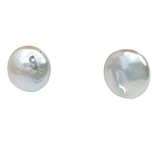 14K Gold Plated Freshwater Cultured Coin Pearl Earrings
